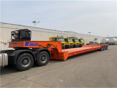 हाइड्रोलिक लिंकेज स्टीयरिंग कम फ्लैटबेड ट्रेलर